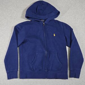 Polo Ralph Lauren Boy's Blue Cotton Fleece Zip Up Hoodie Size M (10-12)